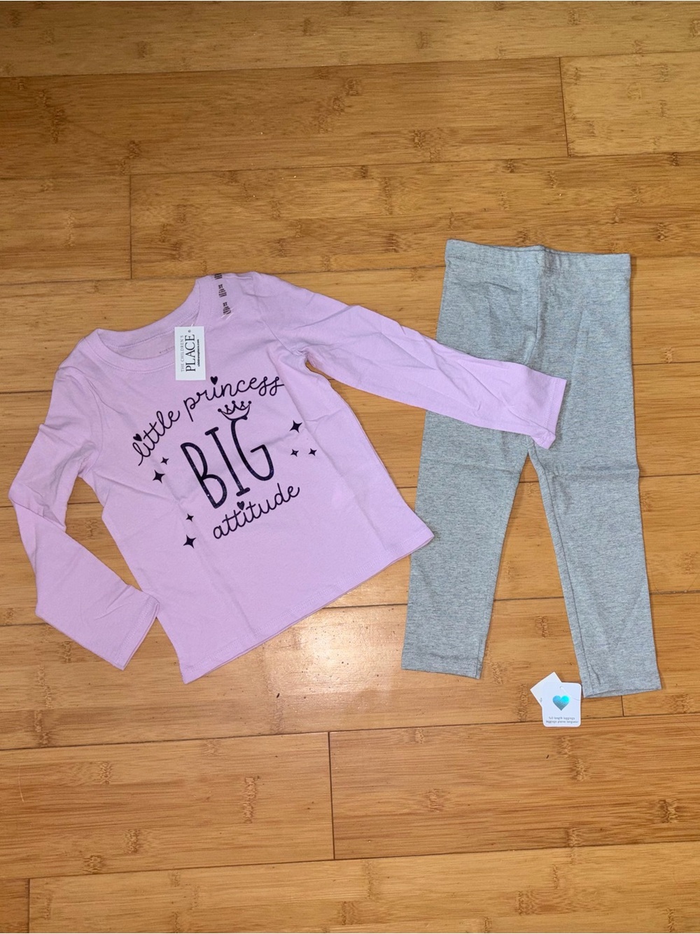 NWT Girl’s Size 3T Outfit- Little Princess Big Attitude Top & Gray Leggings Set